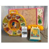 Mattel, Inc 'The Famer Says', Fisher Price Chime Phone and Child's Sketching Pad