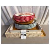 Gingerbread Themed Items including a New Wooden Tray, Wicker Woven Basket with Lid, and Platters