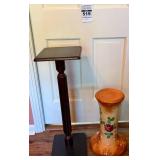 Tall Wooden and Colorful Ceramic Plant Stands