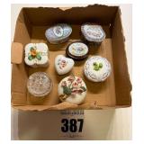 Lot of Vintage Lidded Boxes including Cut Glass