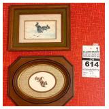 VTG Wood Framed Wildlife Art (2)