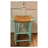 VTG Wooden Stool with Hand-Woven Rush or Twisted Paper Cord Seat