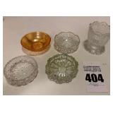 Lot of Vintage Glass Pieces including Ash Trays and Bowls
