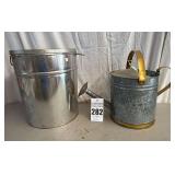 The Garden Place Galvanized Watering Can and Tall Storage Pail