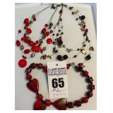 Heart Necklace, Red Bead Necklaces
