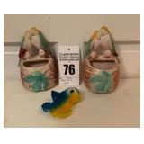 1950's Morton Pottery Lovebirds Wall Pocket Planters and Miller Studio Chalkware Bluebird
