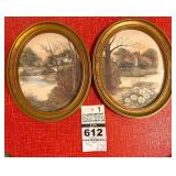 VTG HOMCO INC Gold Oval Frame Cottage Farmhouse Prints