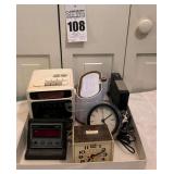 1980's SOUNDDESIGN AM-FM Clock Radio and Cassette Player plus Other Clocks
