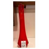L.E.Smith Red Flame Simplicity Ribbed Swung Glass Vase