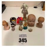 Hand Painted Bisque Porcelain Head Busts and Other Collectibles