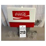 VTG Coca Cola Toy Soda Pop Dispenser with 4 glasses