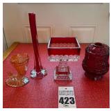 Indiana Glass Company Ruby Red Fairy Lamp Votive Candle Holder