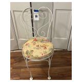 Metal Framed Vanity or Desk Chair with Floral Cushion