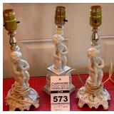 VTG Cherub Putti Cream Table Lamps (3 total)