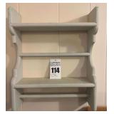 Painted Two Tier Wall Shelf with Dowel Rods