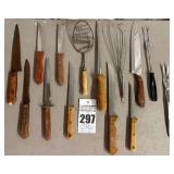 Wooden Handle Kitchen Knives, Utensils and Farberware Knife Block