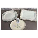 Large Rectangular Porcelain Platter and Other Fine Porcelain Pieces