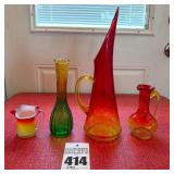 Vintage Mid-Century Modern Kanawha Amberina Pitcher