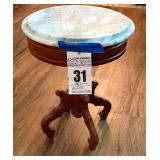 Victorian Style Round Marble Top Side Table