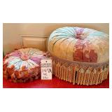 Round Tufted Ottoman Footstool and Pillow