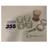 Vintage Salt Cellars, Little Salt Spoon and Paddle, Egg Cup