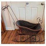VTG Victorian Wicker Wrought Iron Lined Sleigh