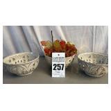 Signature Accents Bowls (3) and VTG Faceted and Smooth Lucite Acrylic Grape Wired Bunches (5)
