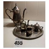 Silver Plate Tea Pot and Miniature Teapot Set