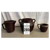 VTG Monmouth Western Stoneware Pitcher and Other Brownware Pieces