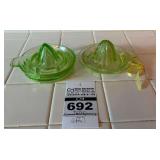VTG Uranium Vaseline Glass Lemon Juicers (2)