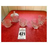 Lot of Vintage Glass Creamers and Sugar Bowls