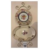 Decorative Wrought Iron Wall Rack with a OMECO Collectible Plates and Syracuse China Platter