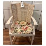 French Provincial Cain Chair with Floral Cushion (NOTE: CHAIR'S BOTTOM)