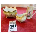 Vintage Bowl, Creamer, Pitcher - Floral Motifs