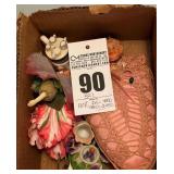 Khien Miniature Fairy and Pansies Teapot, an Antique Pincushion Doll, and Other Items