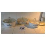 Collection of VTG Corning Ware Cornflower Blue Skillets