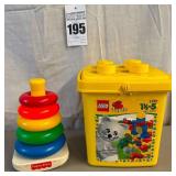 1980's FISHER PRICE Rock-A-Stack Donut Ring and Misc. Legos and Wooden Blocks