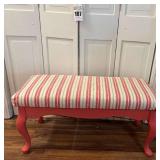 Painted Chippendale Style Upholstered Bench