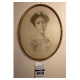 Antique Bronze Oval Shaped Frame with Portrait