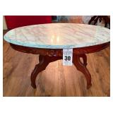 Victorian Style Mahogany Oval Top Marable Coffee Table