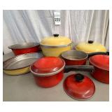 Club Heavy Guage Cast Aluminum Cookware in Red or Yellow Porcelain or Enamel