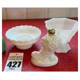 Vintage Milk Glass and Avon Bottle