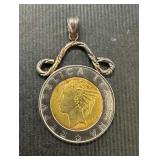 Bi-Metal 500 Italian Lire Coin Pendant