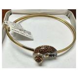.925 Sterling Silver/14K Gold Leopard Bangle