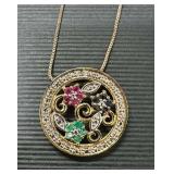 Gemstone Floral Pendant Necklace