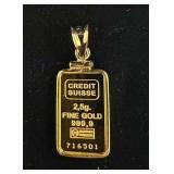 Credit Suisse 2.5g Fine Gold Pendant