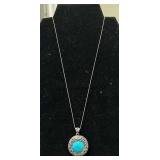Sterling Silver Turquoise Pendant Necklace