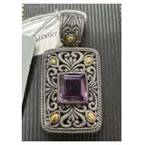 Samuel B Signature Collection Sterling Silver and Amethyst Pendant
