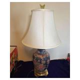 Porcelain and Brass Table Lamp 31” Tall