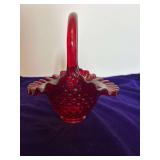 Fenton Ruby Red Hobnail Glass Basket